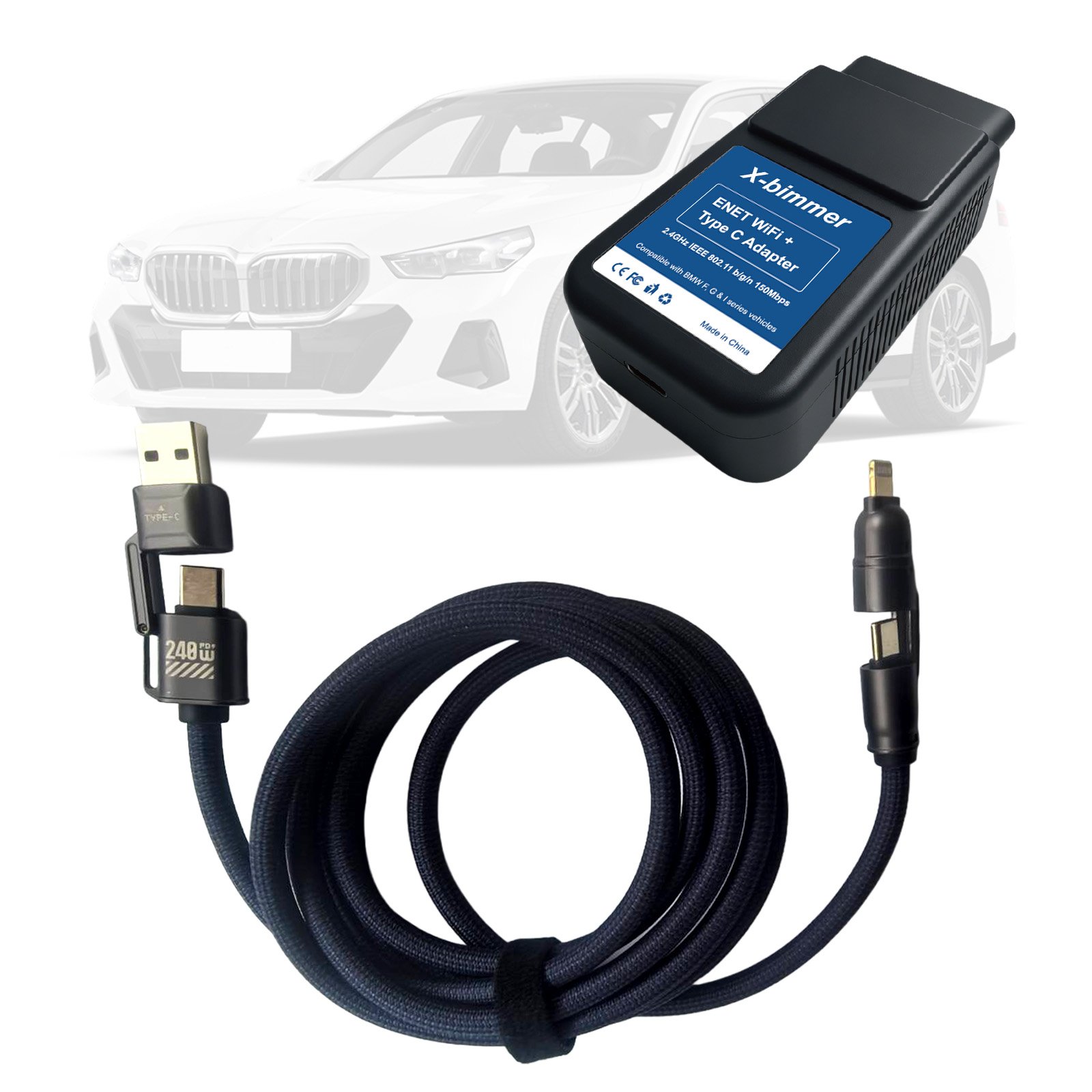 Dual Mode ENET WiFi + Type-C Adapter for BMW F/G/I Series & Toyota Supra